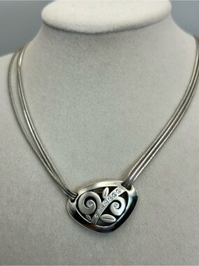 Brighton Eve's Delight Necklace Silver Plated Crystals Triple Chain 17"